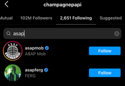 Drake unfollowed Rihanna and A$AP Rocky after pregnancy announcement