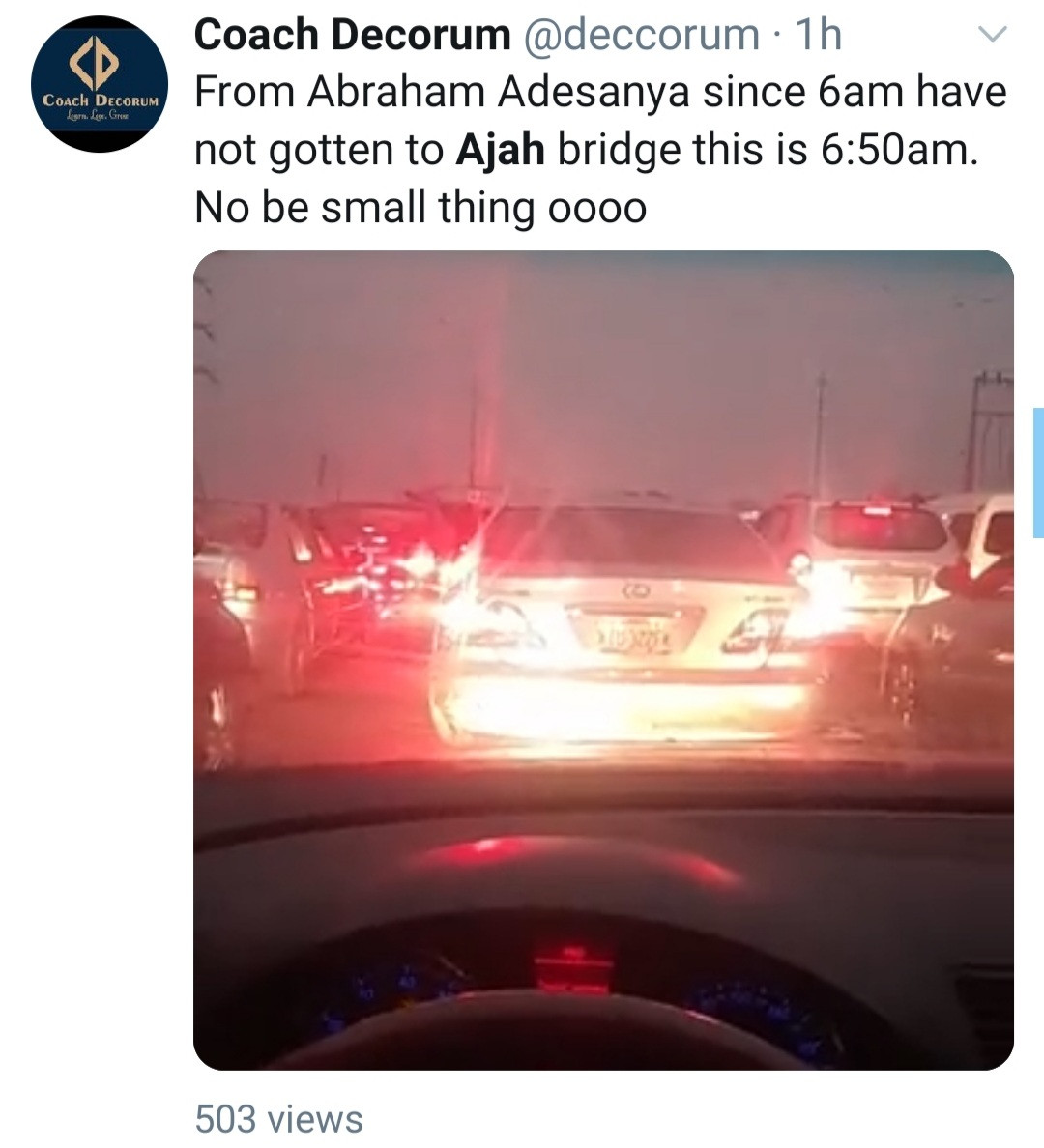 Ajah trends on Twitter as commuters cry out over early morning traffic that has lasted for hours (video)