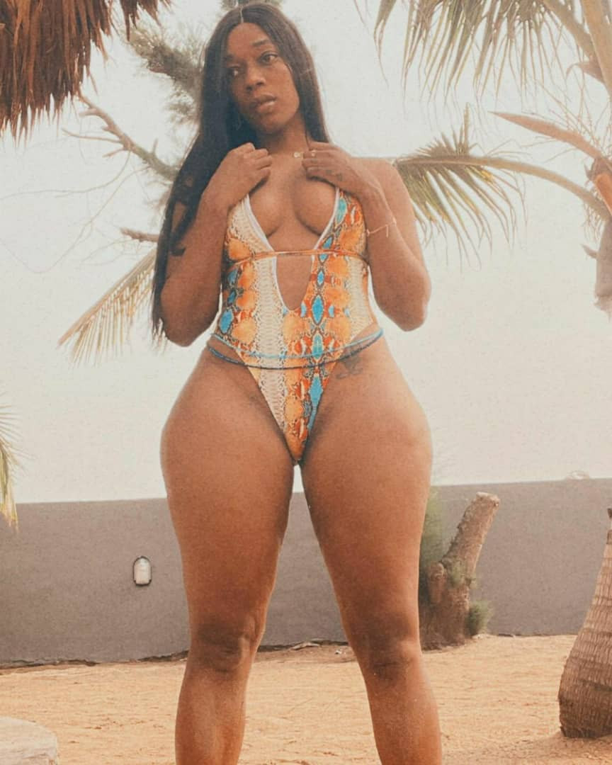 OAP Destiny Amaka flaunts her curves in sexy swimwear photos