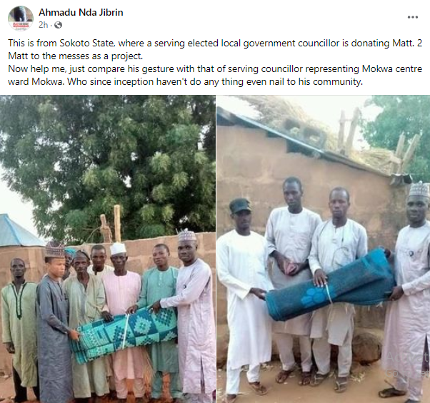 Councillor donates two mats to Sokoto community as 