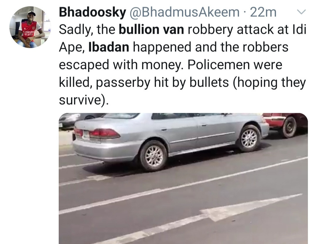 Armed robbers attack bullion van in Ibadan, kill policemen and cart away money (graphic video)