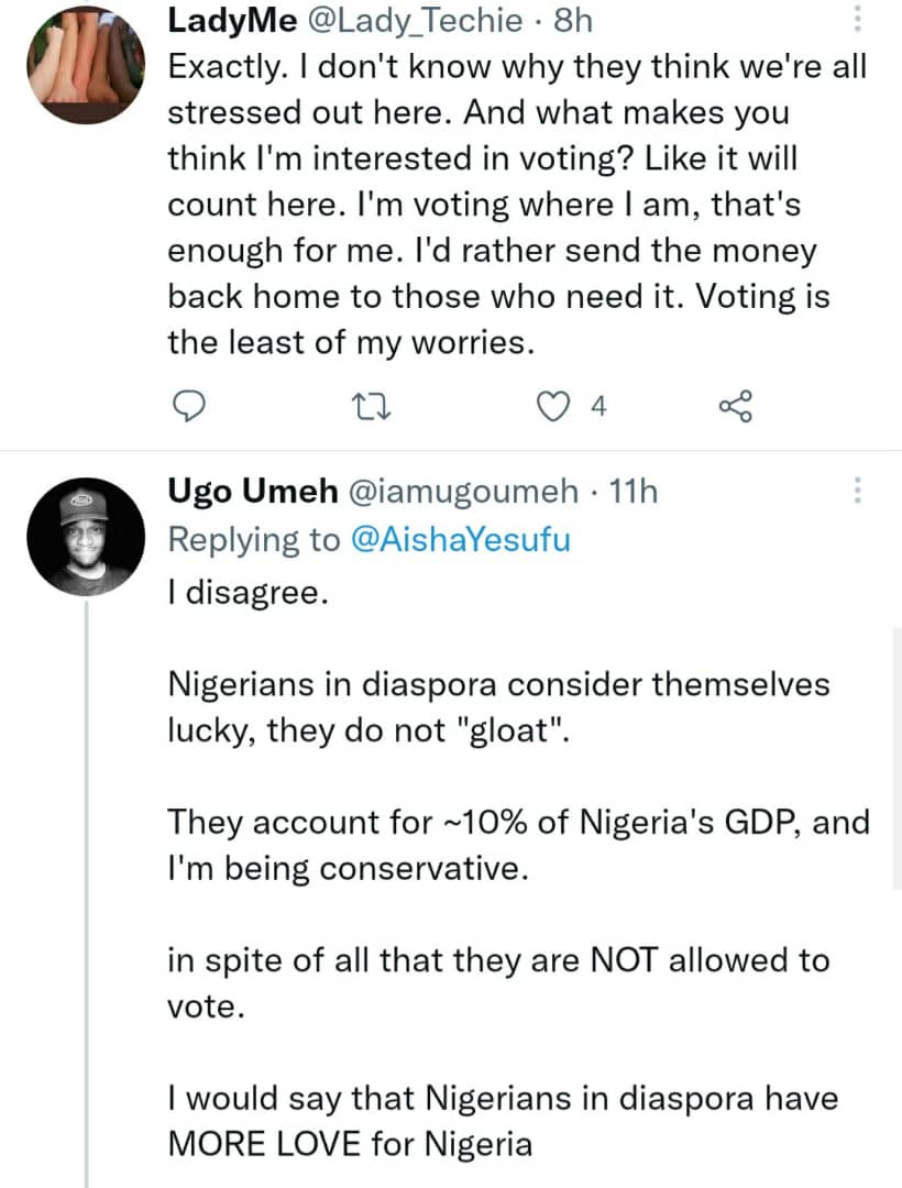 Nigerians react after activist Aisha Yesufu tweeted 