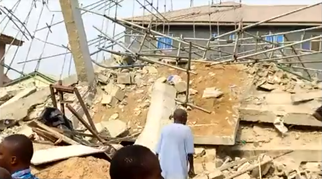 Workers reportedly trapped as three-storey building under construction collapses in Yaba (photos)