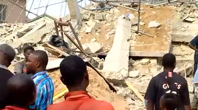 Workers reportedly trapped as three-storey building under construction collapses in Yaba (photos)