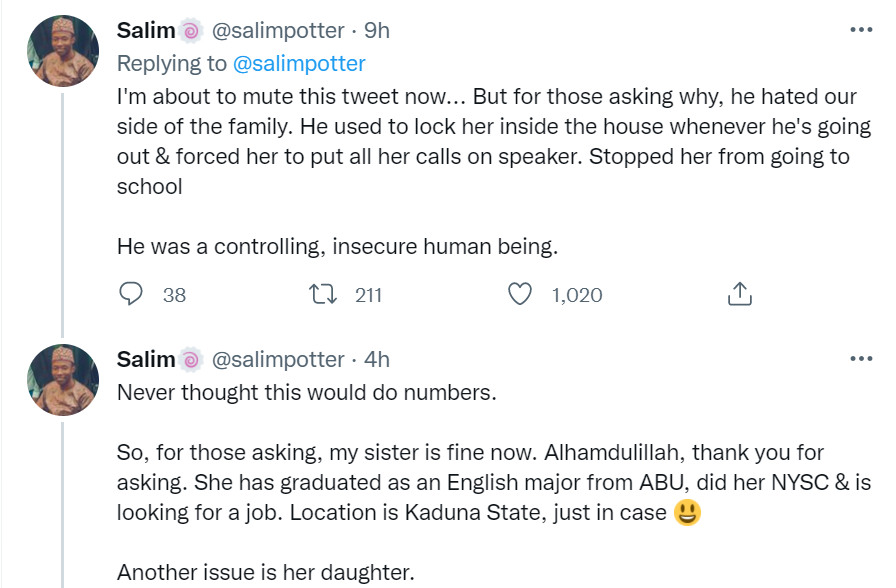 Nigerian journalist Salim Potter narrates how his sister