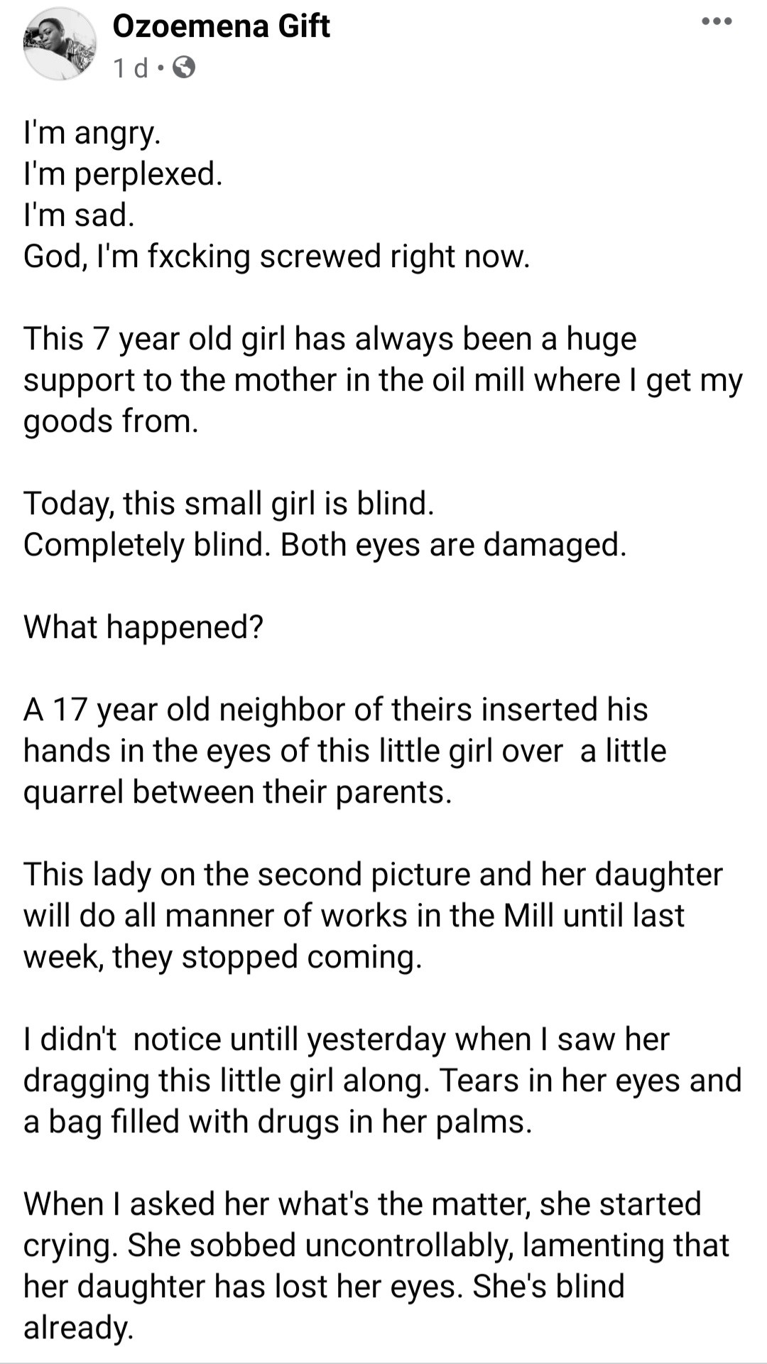 Girl, 7, becomes blind after a neighbour allegedly poked her eyes over an argument with her parents