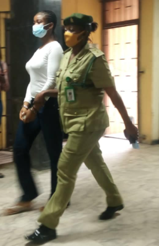 Chidinma Ojukwu pictured in court as her trial for the murder of Super TV CEO resumes