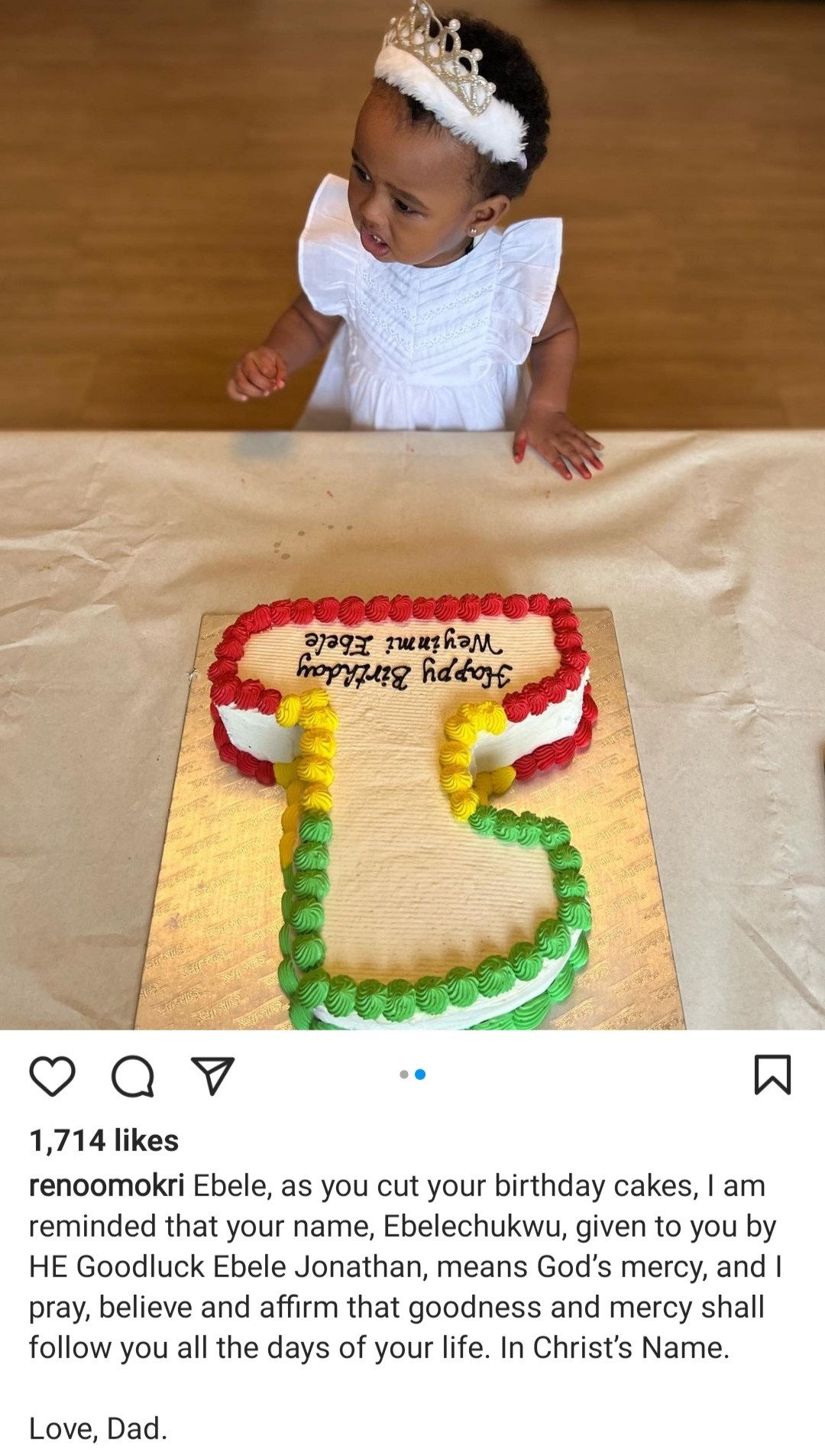 Reno Omokri celebrates his youngest daughter as she turns 1 (photos)