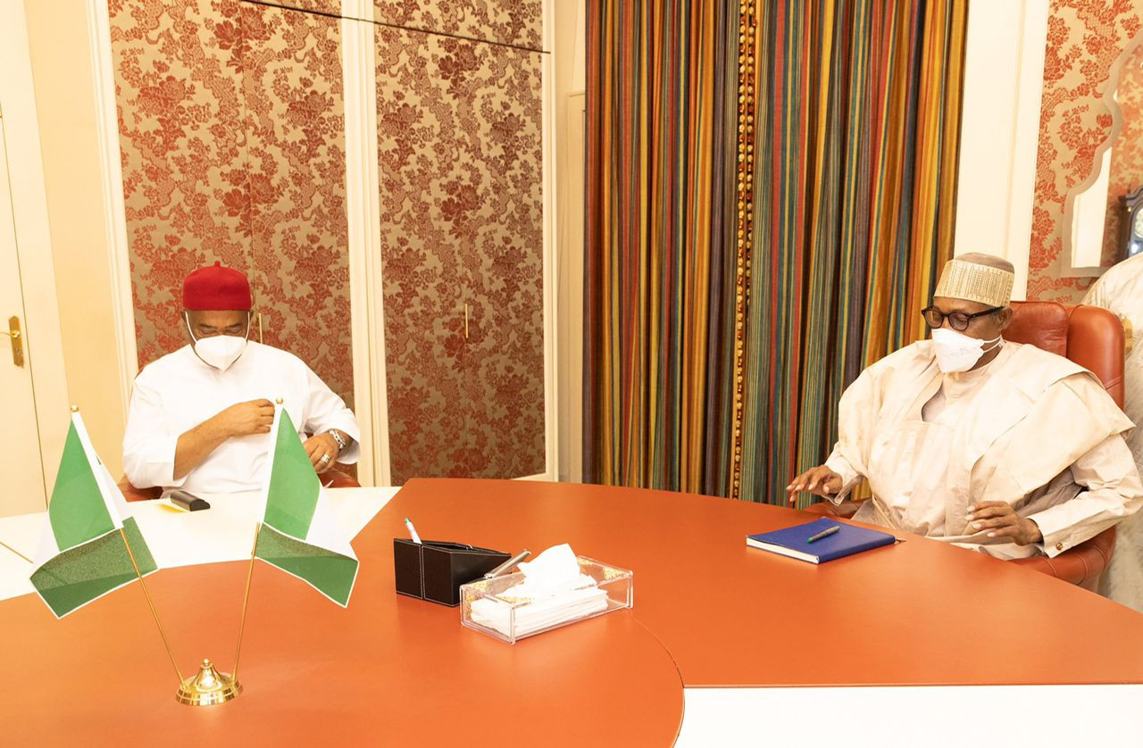 President Buhari receives Imo state governor, Hope Uzodimma, in the state house (photos)