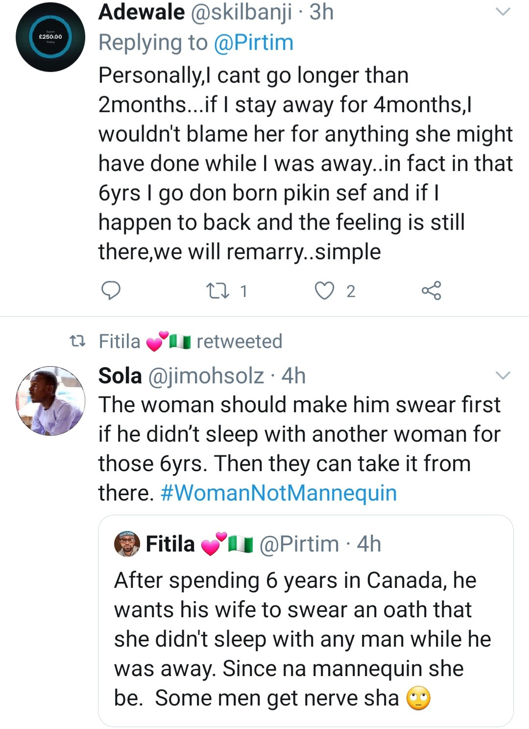 Canada-based man reportedly returns to Nigeria after 6 years and demands his wife swears a fidelity oath