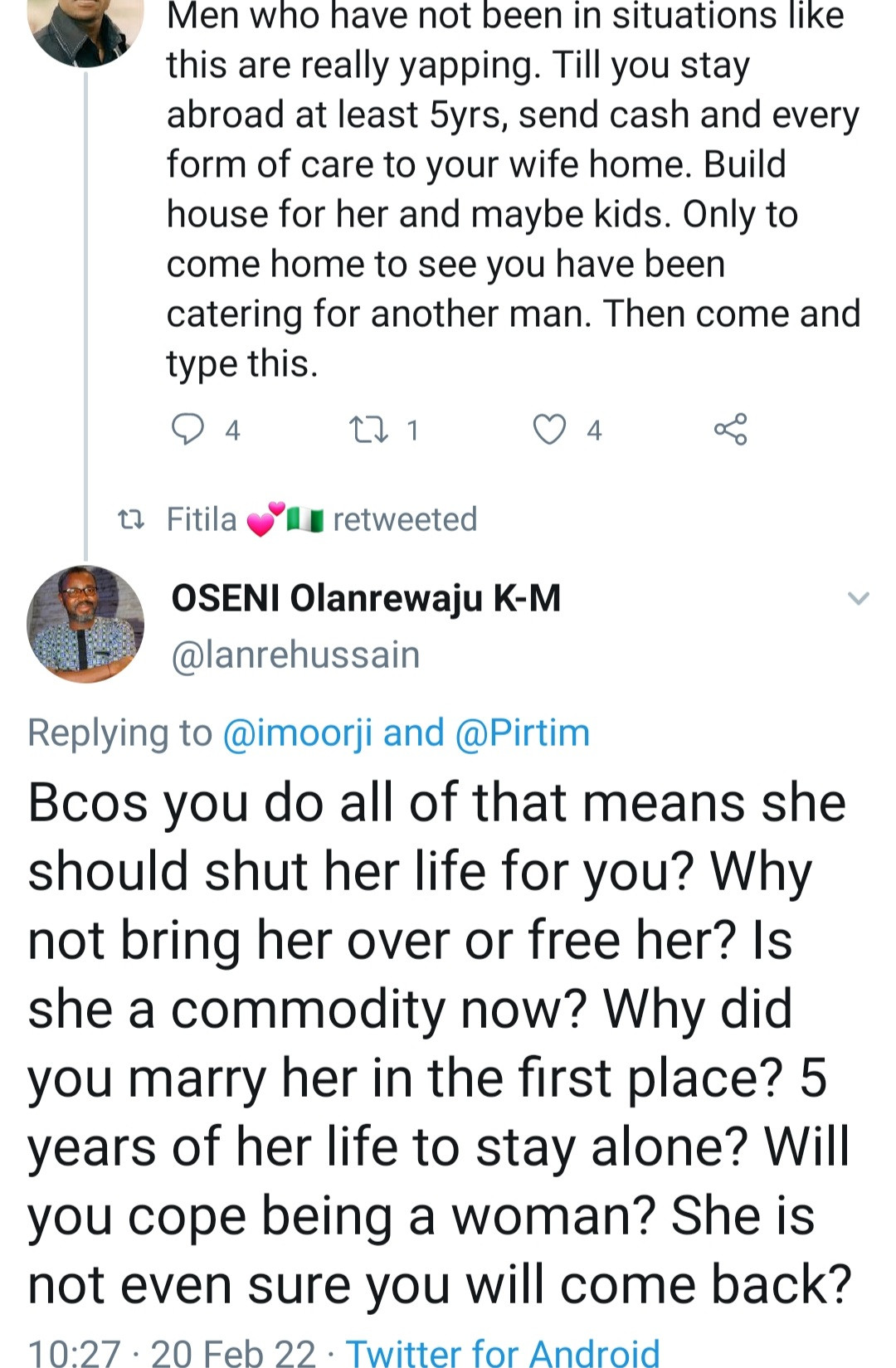 Canada-based man reportedly returns to Nigeria after 6 years and demands his wife swears a fidelity oath