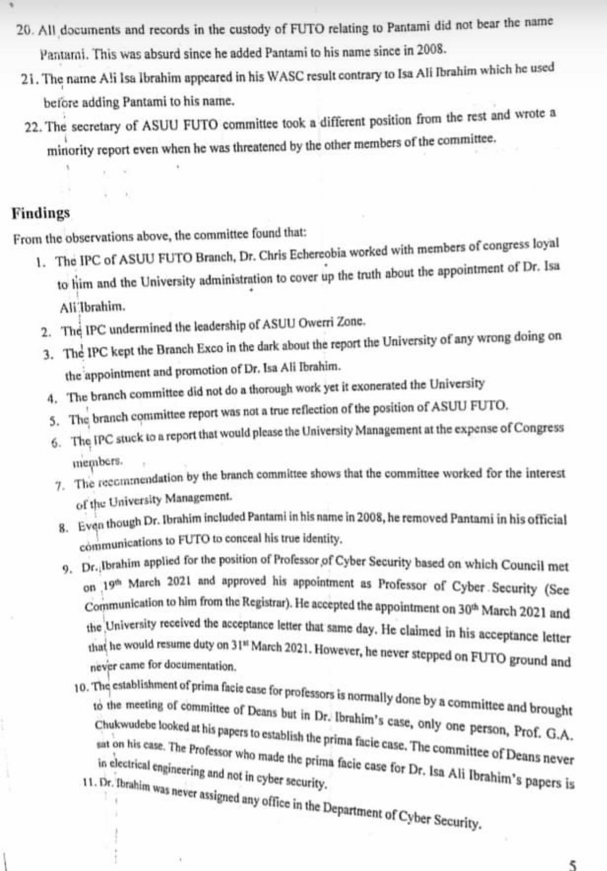 US-based Nigerian Professor shares ASUU report which outlined why Minister of Communication, Isa Pantami is reportedly not qualified to be a Professor 