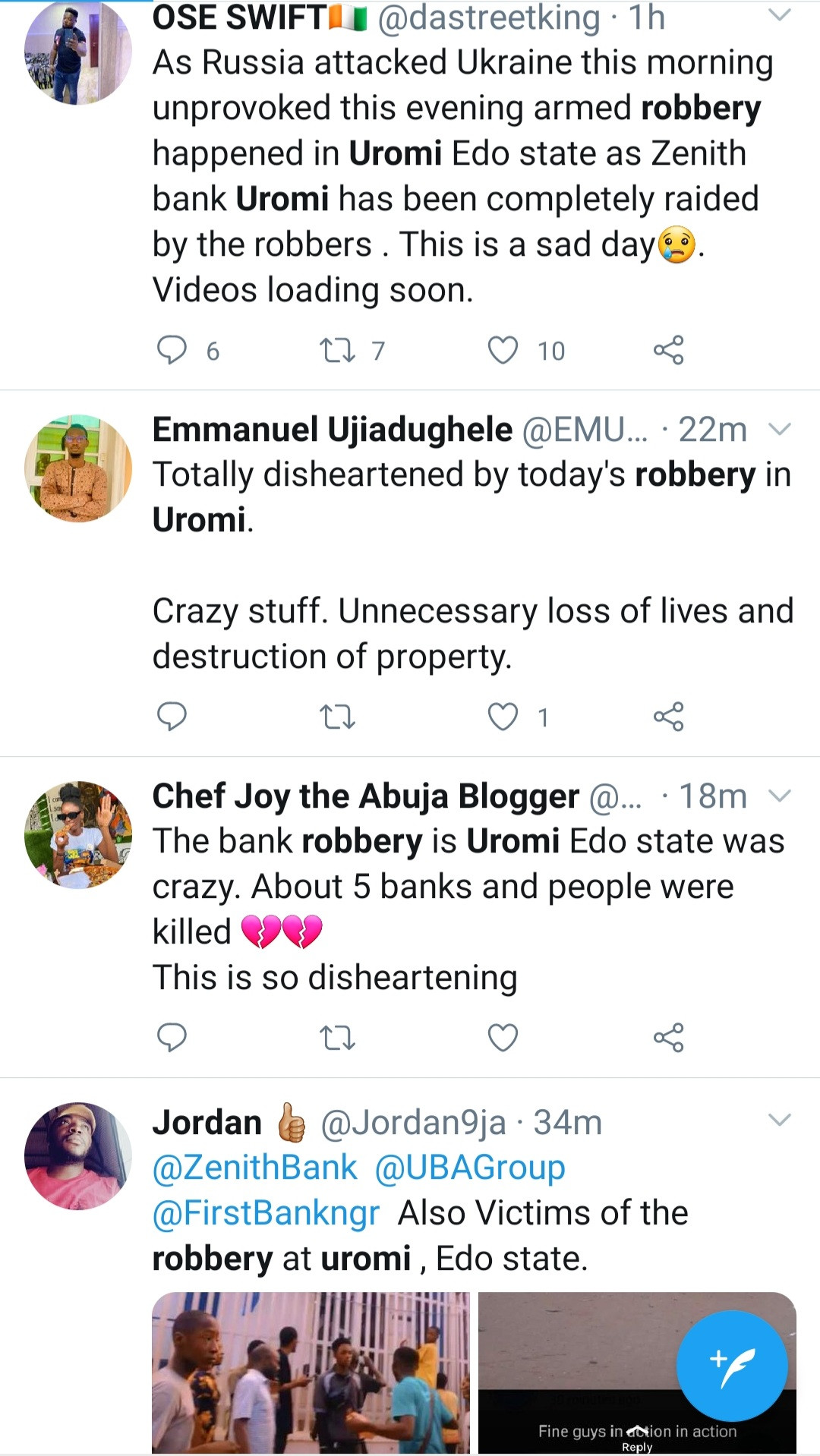 Many killed as armed robbers attack multiple banks in Uromi, Edo State (graphic photos/videos)