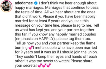 Actress Damilola Adegbite asks couple who are happily married to share secrets of their union