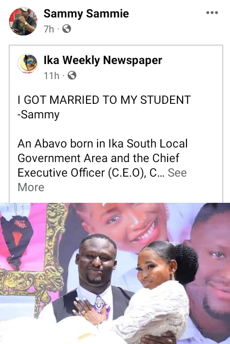 Former secondary school teacher marries his former student in Delta (photos)