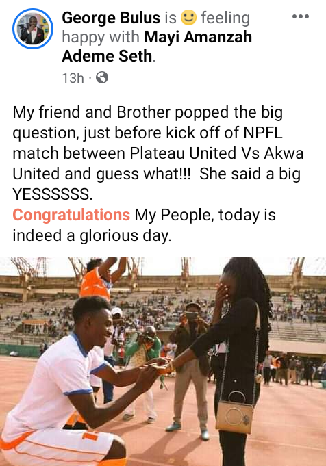 NPFL: Akwa United player proposes to his girlfriend on pitch 