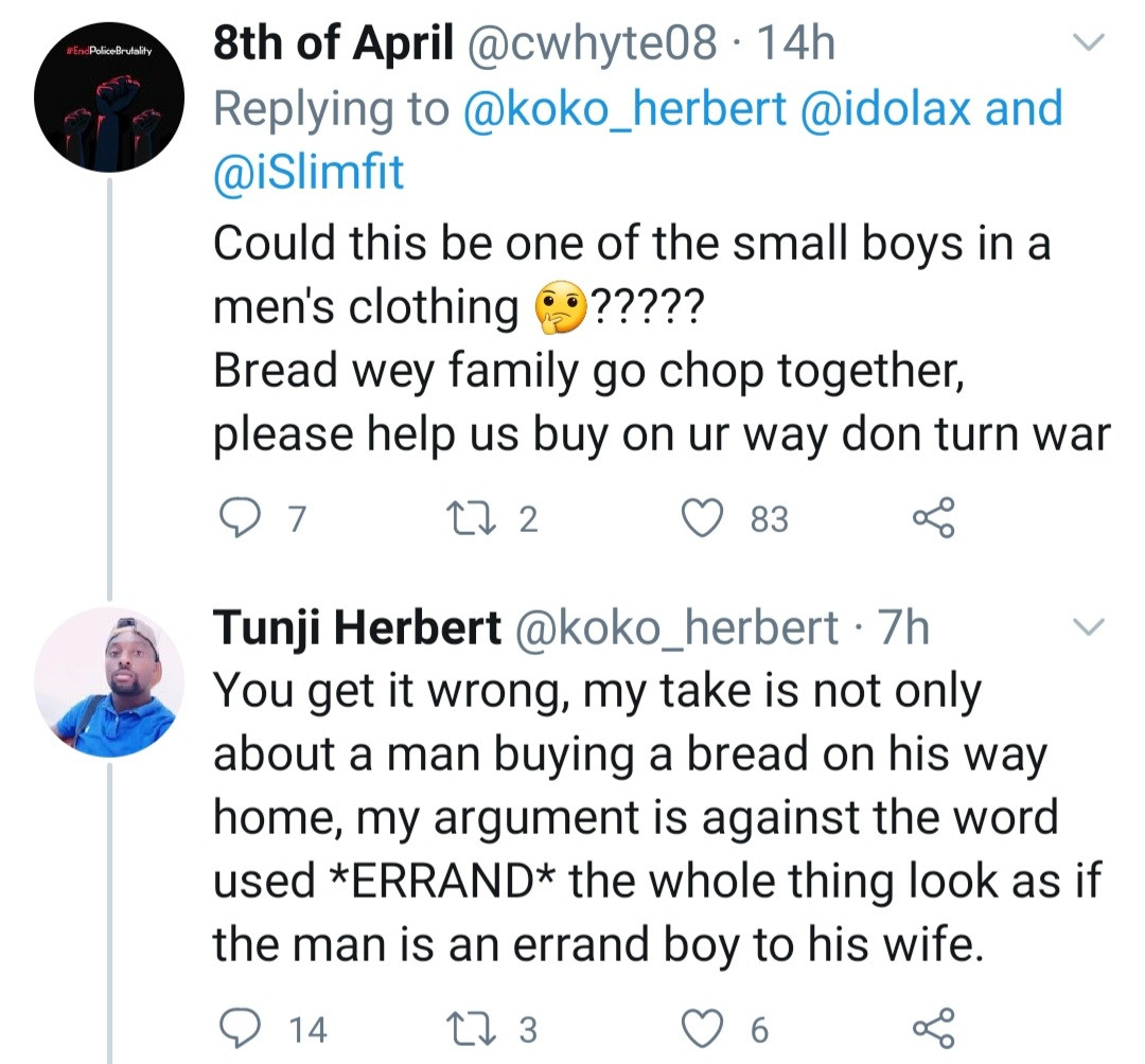 Argument ensues as single man says married men who run errands in their home are 