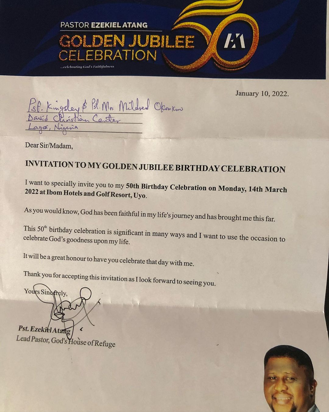 After sending out invitation to friends and family, Nigerian clergyman dies three weeks to his 50th birthday