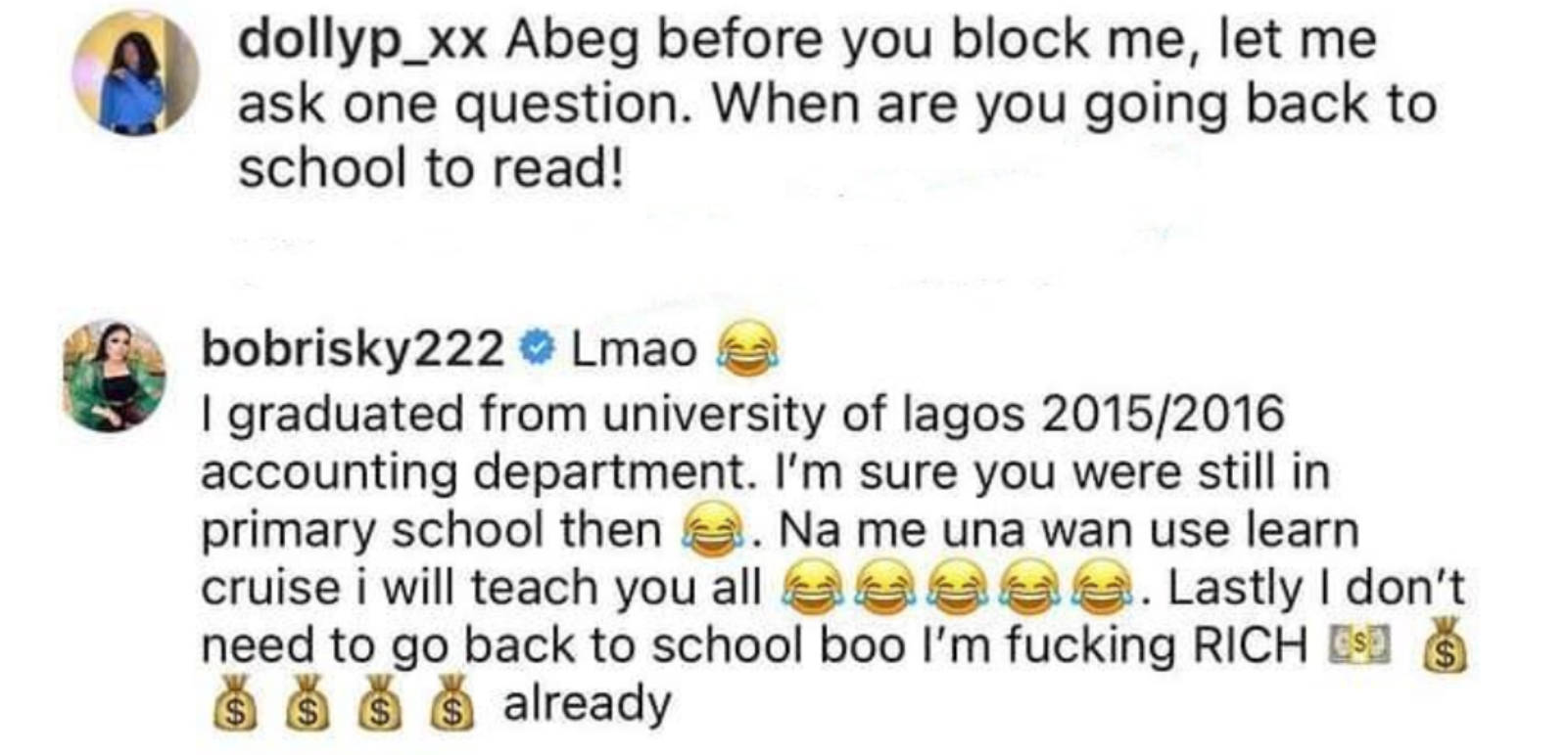 Bobrisky reacts to James Brown class presentation in a UK school, says no good school in the UK operates during winter (video)