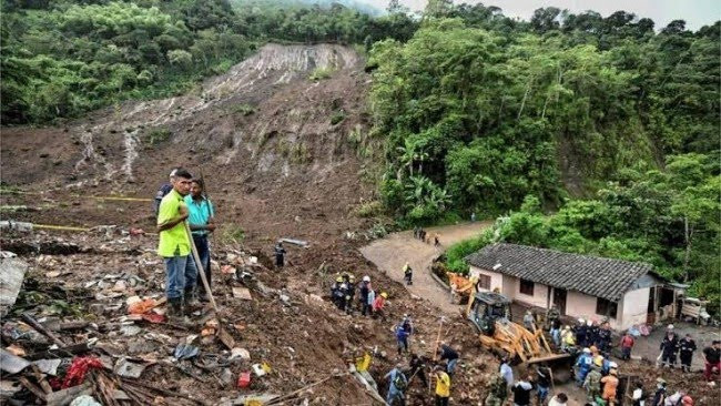 Deadly landslide in Colombia engulfs homes killing at least 14 people 