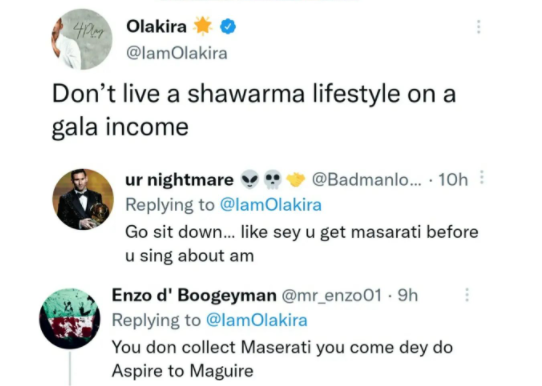 Fans tackle singer Olakira after he dropped an advice on Twitter