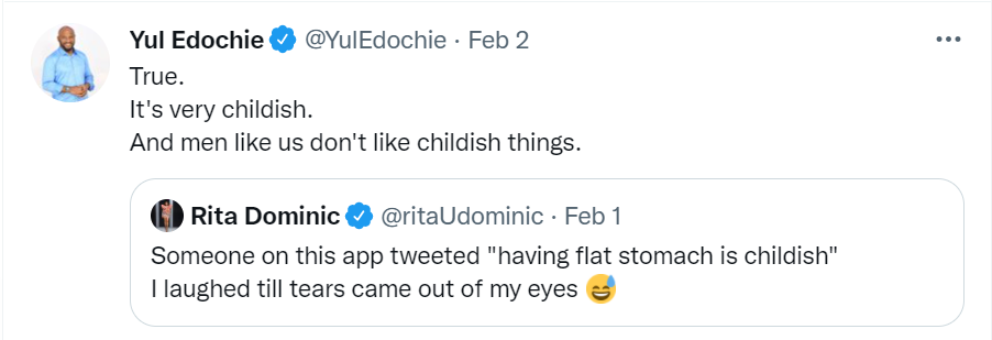 Having a ?flat stomach? is very childish ? Actor Yul Edochie