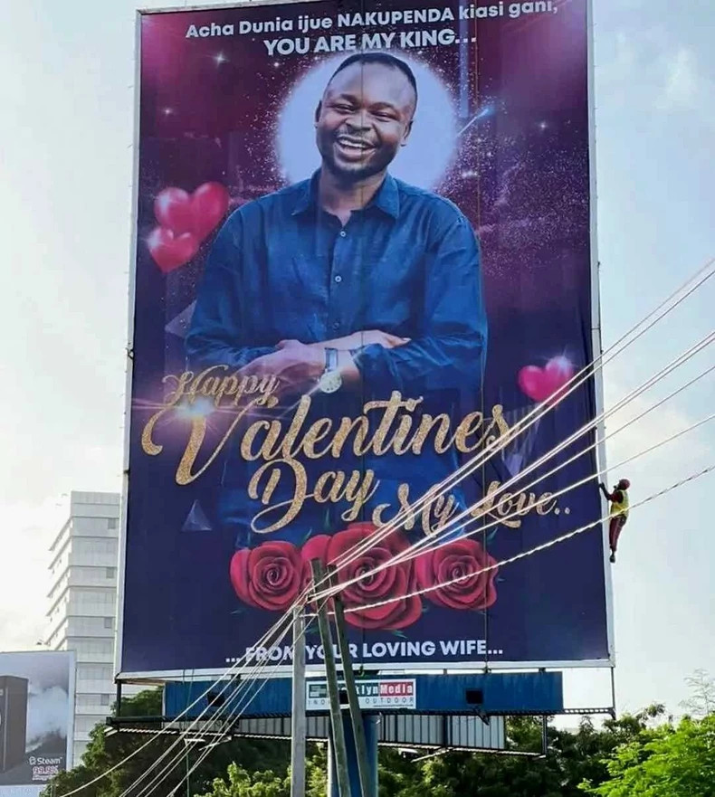 Journalist rents a billboard to appreciate her husband on Valentine 