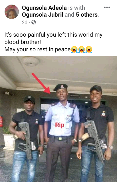 Photos of police officer who died in former Ogun governor, Gbenga Daniel