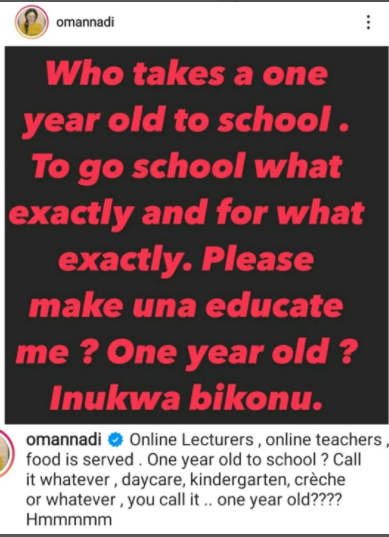 Who takes a one year old to school?- Actress Oma Nnadi asks following the death of a 19 month old baby who was flogged mercilessly by his teacher in Delta