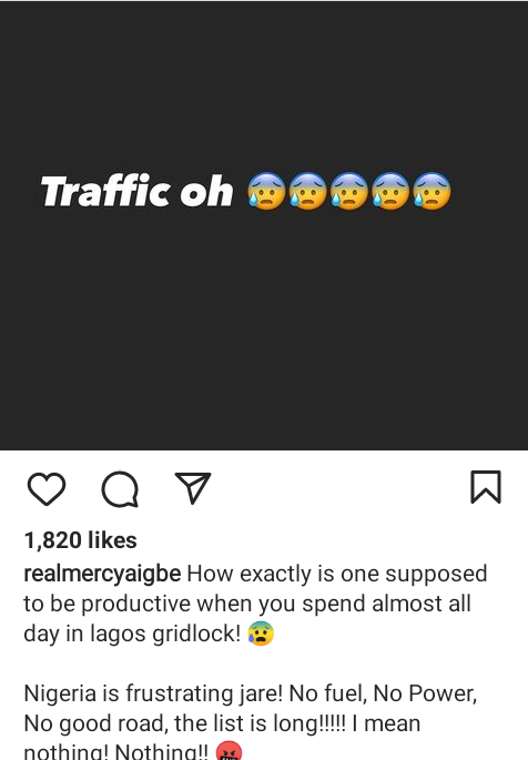 How exactly is one supposed to be productive when you spend almost all day in Lagos gridlock - Actress  Mercy Aigbe laments 