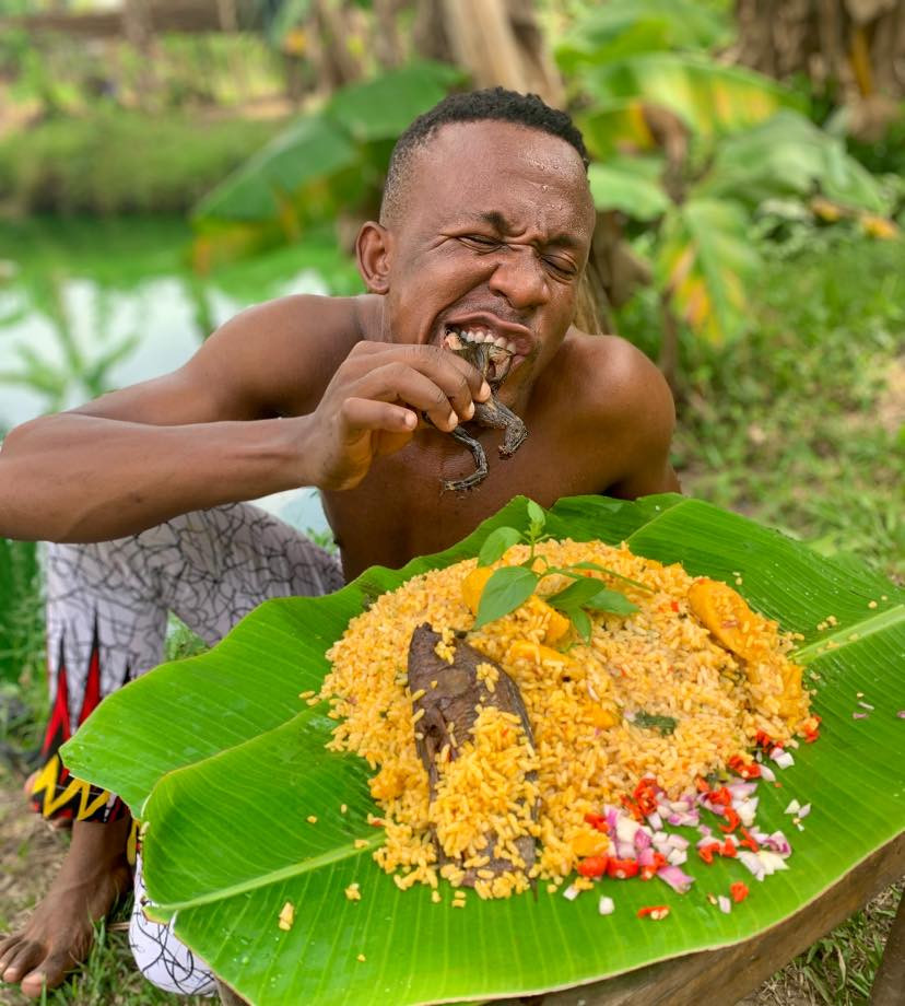 Nigerian man shares photos of himself eating frog meat, claims it cures impotence