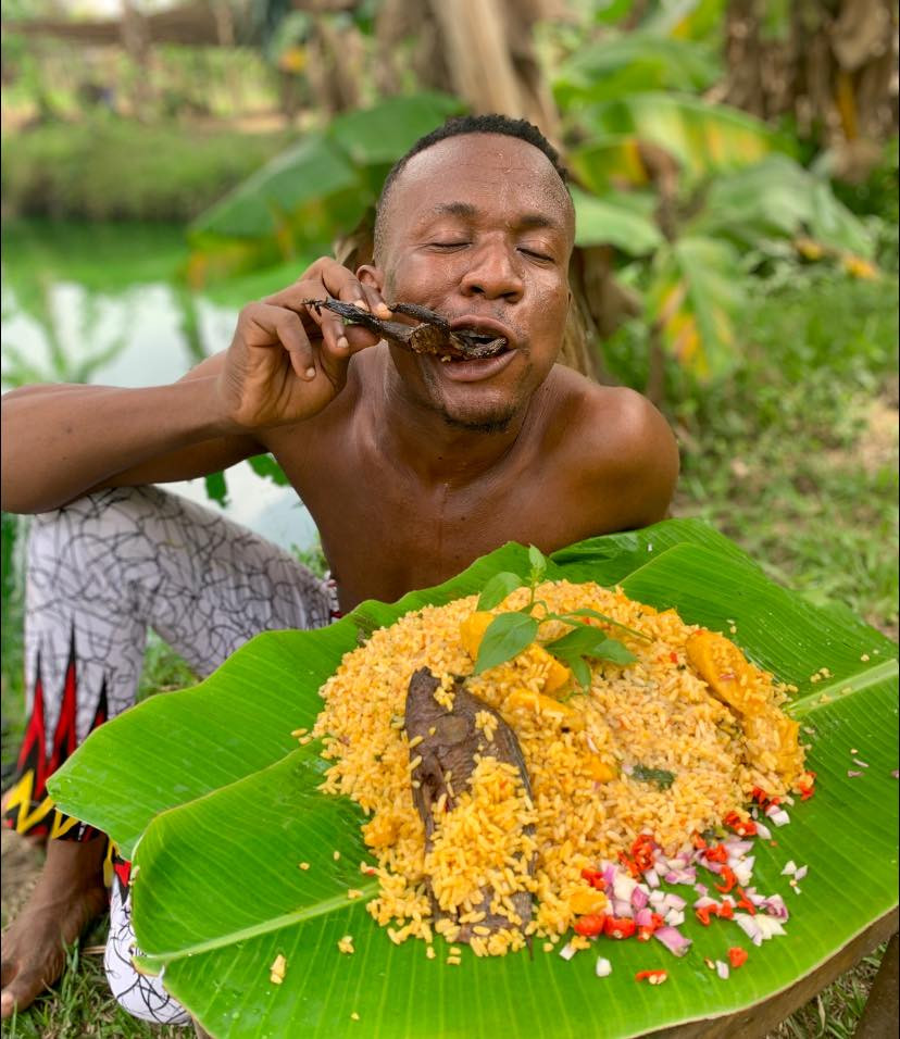 Nigerian man shares photos of himself eating frog meat, claims it cures impotence