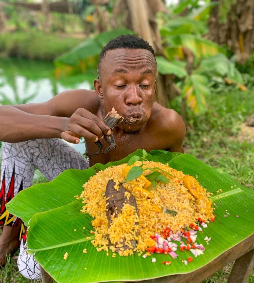 Nigerian man shares photos of himself eating frog meat, claims it cures impotence