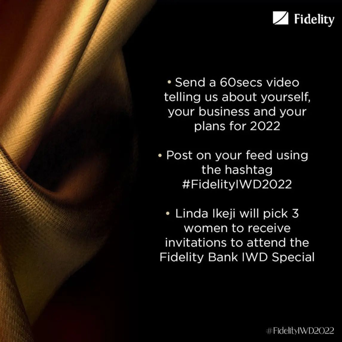 #fidelityIWD2022: How to win an invitation to participate in Fidelity Bank International Women