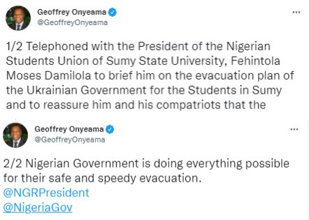 The?Nigerian Government is doing everything possible for their safe and speedy evacuation- Foreign Affairs Minister reacts to viral video of Nigerian students in Sumi crying out for help to return home