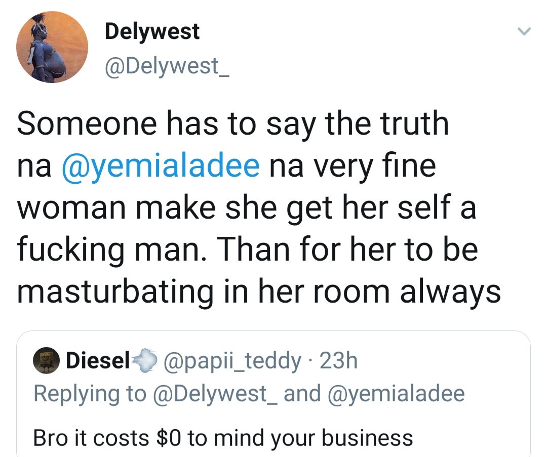 Yemi Alade responds to a man on Twitter who shamed her for not being married