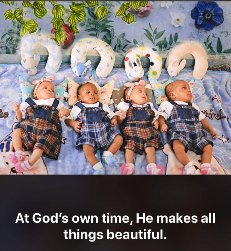  Nigerian woman gives birth to quadruplets after 12 years of waiting 