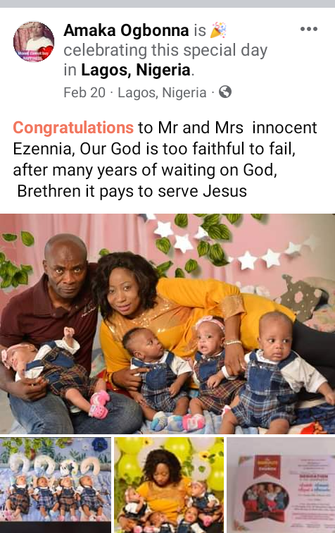  Nigerian woman gives birth to quadruplets after 12 years of waiting 