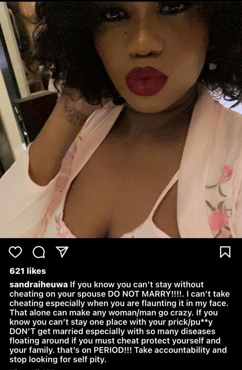 Sandra Iheuwa and estranged husband Steve Thompson share conflicting posts about marriage 