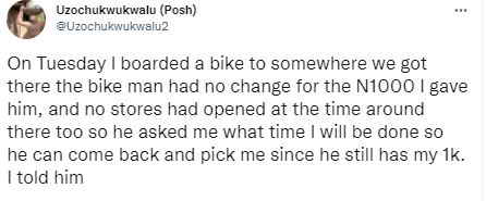 Nigerian man recounts his experience with a sincere Okada rider in Lagos