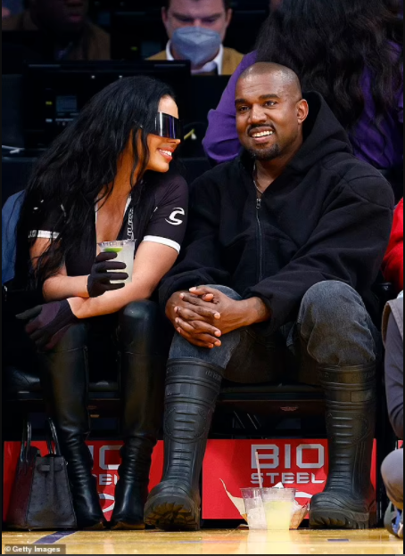 Kanye West all smiles as he sits courtside with his new girlfriend Chaney Jones at the Lakers after ex Kim Kardashian made her relationship with Pete Davidson Instagram official (photos) 