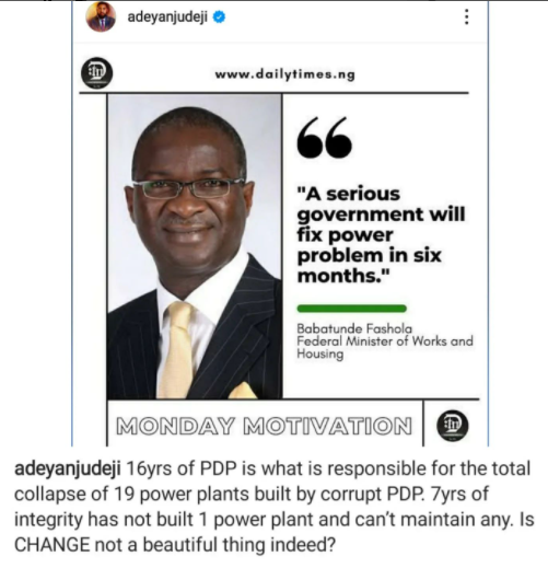 Is change not a beautiful thing indeed?-  Activist Deji Adeyanju mocks Babatunde Fashola over poor electricity supply