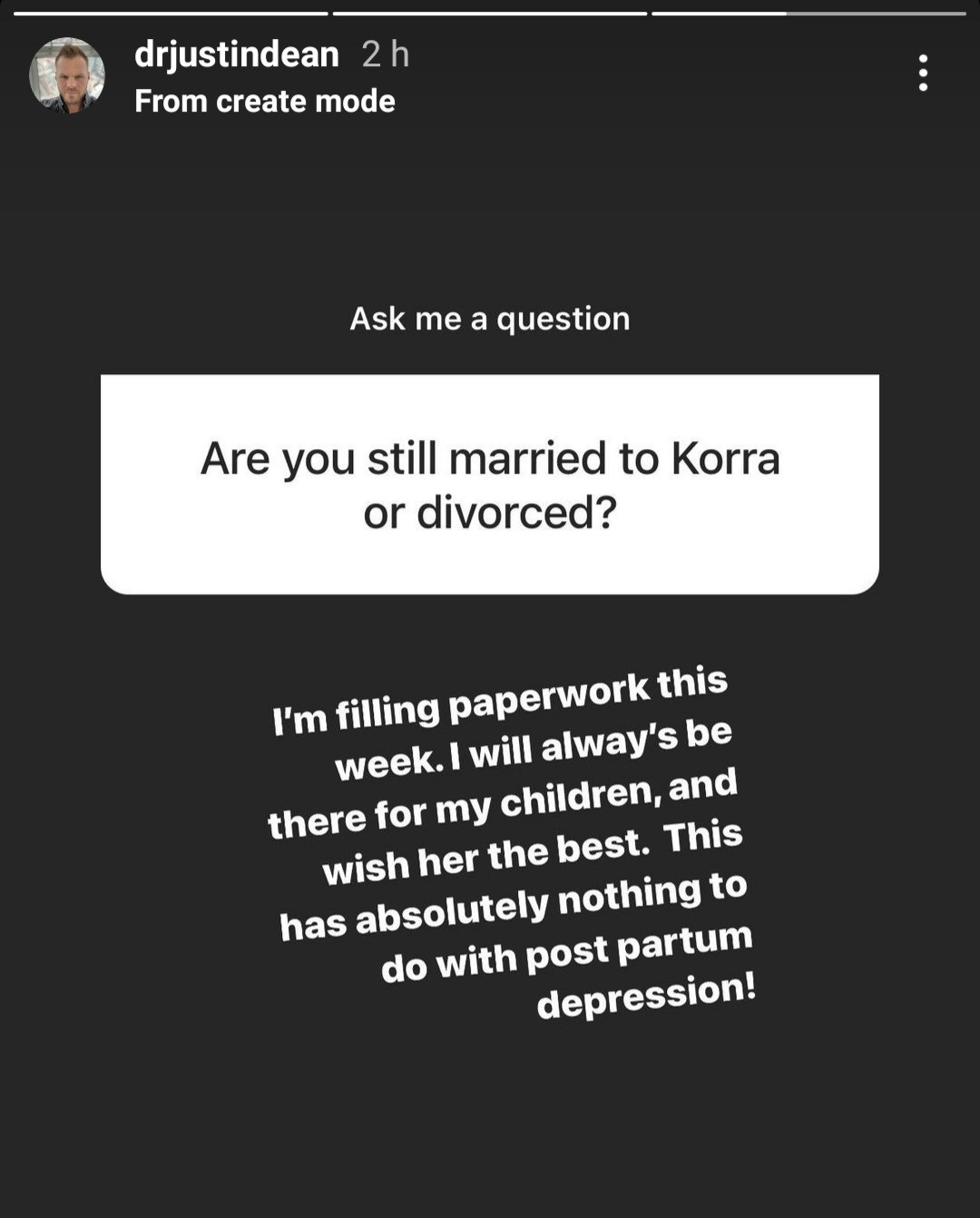 My apologies to all the young men and women that believed we had a perfect marriage - Justin Dean says leaving his marriage is the hardest decision but he is doing it for his mental health