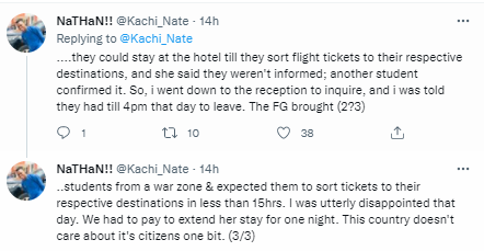  Opinions differ as Nigerian man tackles FG for evacuating Nigerians from Ukraine and paying their hotel accommodation for just a few hours