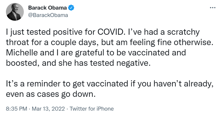 Barack Obama tests positive for Covid-19