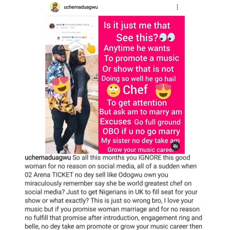 If you no go marry my sister, no dey take am grow your music career - Actor Uche Maduagwu accuses Davido of using Chioma to promote his music or show