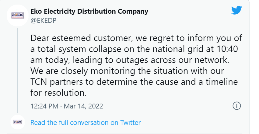 Nationwide outage as national grid collapses again after loss of 1,100MW