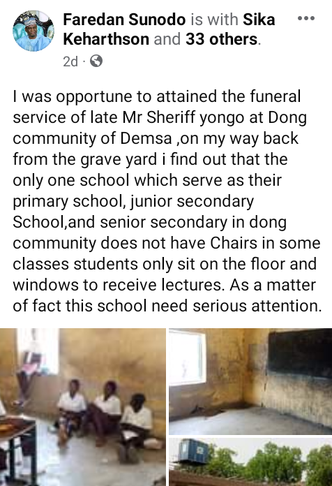 Photos of a dilapidated school in Adamawa community where most students sit on bare floor and windows during lectures 