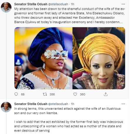 Shameful conduct - Former Aviation Minister Stella Oduah slams ex-Anambra first lady, Ebele Obiano, over her face off with Bianca Ojukwu at Gov Charles Soludo