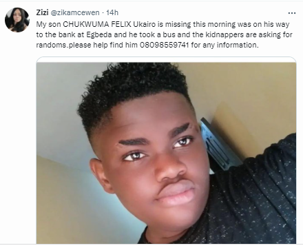 Update: Boy kidnapped after boarding a commercial bus in Lagos released after his mum paid a ransom